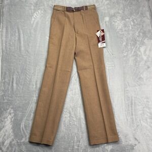 NWT Lamigo Dress Pants Womens 29 (28x31) Brown Flat Front Formal Belted Waist